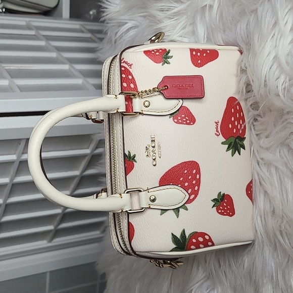 NWT Coach Mini Rowan Crossbody With Wild Strawberry Print - Picture 7 of 9